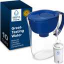 Brita Large Water Filter Pitcher for Tap and Drinking Water with SmartLight Change Indicator, Includes 1 Standard Filter, BPA-Free, Lasts 2 Months, 10-Cup Capacity, Mazarine Blue