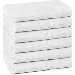 Towel and Linen Mart 100% Cotton White 6 Pack Medium Bath Towel Set, Quick Dry, Super Absorbent, Light Weight, Soft Feel, Premium Towels for Hotel, Spa and Bathroom (24 X 48 6 Pack White)