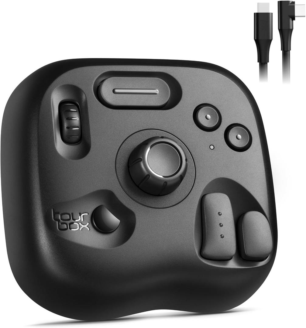 TourBox Lite - Editing Keyboard Compact, Artists Go-to Drawing Macro Keypad, Works with Photoshop, CSP & More, Creative Controller with Custom Software, Streamline All Workflows - Wired Only (Classic Black)