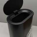 Anzoymx Stainless Steel Bathroom Trash Cans 1.8 Gallons Small Garbage Can with Pop up Lid, Metal Narrow Wastebasket, Slim Waterproof Litter Trash Bins Set for Bedroom, Toilet, Office (Black)