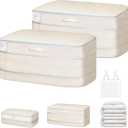 Comforter Storage Bag - Large Capacity Bedding Storage Bags Ultra Space Saving Self Compression Organizer, Washable Compression Bags for Storage Comforter Blanket Duvet Pillow, 2-Pack, Beige