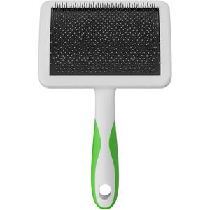 Andis 68540 Self-Cleaning Animal Slicker Brushes with Curved Stainless-Steel Bristles for All Breeds - Reduces Shedding by Up to 90%, Removes Tangles, Dirt & Loose Hair  Large, Green