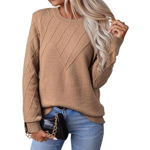 EVALESS Womens Sweaters Trendy Casual Crewneck Long Sleeve Cable Knit Lightweight Oversized Fall Sweaters Pullover Tops L