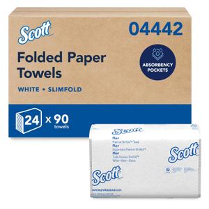 Scott Professional Pro Slimfold Folded Paper Towels, Bulk (04442), Absorbency Pockets, White, for Compatible Kimberly-Clark Professional Dispensers (24 Packs of 90 Sheets, 2,160 Sheet Total), 90 Count