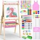 Joyooss Art Easel for Kids Easel for Toddlers,Adjustable Standing Wooden Easels Kids Whiteboard & Chalk Board Kids Dry Erase Board,Art Easel for Kids Easel for Toddlers 2-4 Years