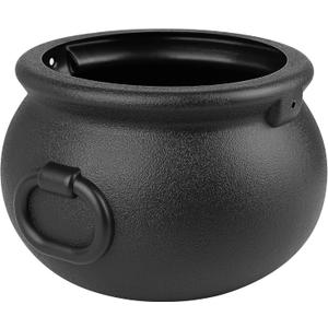 11" and 7.4 Package Large Easter Day, St. Patrick's Day, Halloween Black Plastic Witch Cauldron Kettle, Candy Holder, Party Favor Decoration