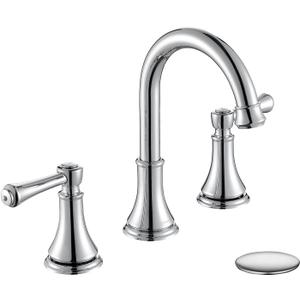 Chrome Two Handle 8 inch Widespread Bathroom Sink Faucet 3 Holes with Pop-Up Drain, High Arc Modern Bathroom Vanity Faucet with Brass 360 Swivel Spout,TAF830Y-CP Chrome Two Handle 8 inch Widespread Bathroom Sink Faucet 3 Holes with Pop-Up Drain, High Arc Modern Bathroom Vanity Faucet with Brass 360 Swivel Spout,TAF830Y-CP