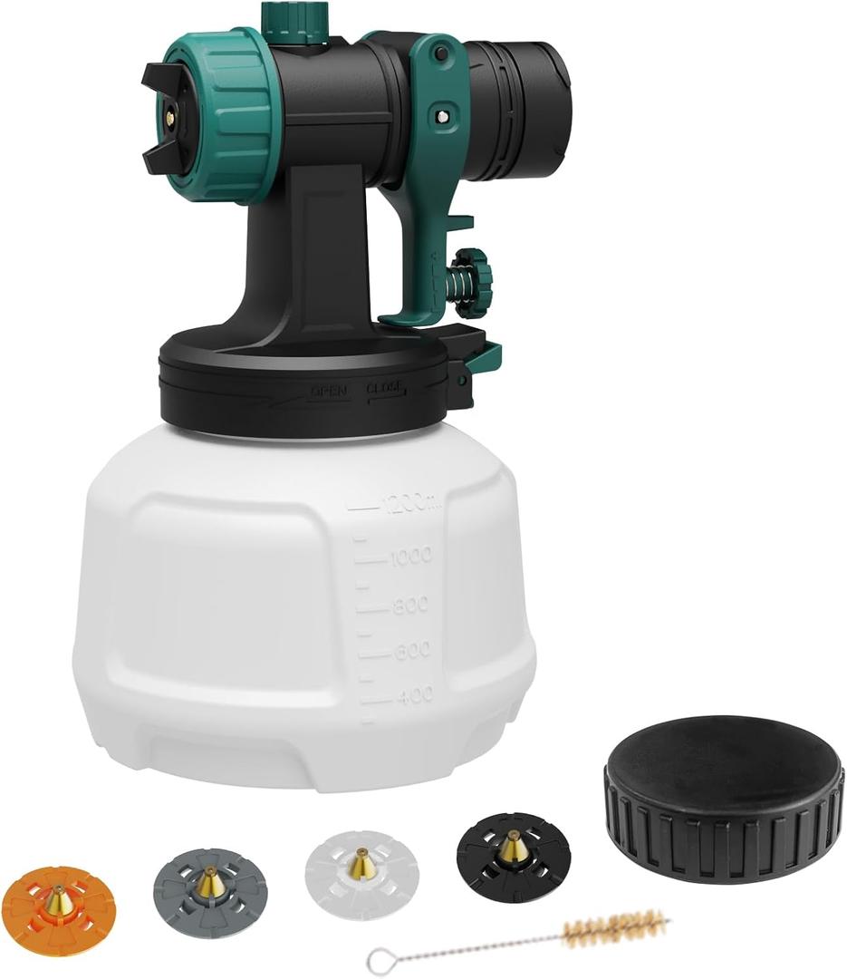 Paint Sprayer Accessories for WG20A, Includes Precursor, 1200ml Container, 4 Copper Nozzles, Container Cap, Cleaning Brush