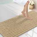 Smiry Bathroom Rugs Mat 59x24, Extra Soft Absorbent Chenille Bath Rugs, Non Slip Rubber Backing Machine Washable Quick Dry Bath Mats for Bathroom Floor, Tub, Shower, Home Decor Accessories, Beige