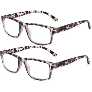 2 Pack Reading Glasses, Leopard Frames Blue Light Blocking Readers,Filter UV Ray/Glare Computer Reading Glasses, Lightweight Spring Hinges Eyeglasses for Women Men(2-pack Leopard,3.5)