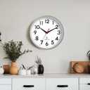 DAXSMY Atomic Wall Clock Analog 14 Inch Battery Operated Modern Decorative for Living Room Kitchen Office Bedroom Bathroom(Silver)