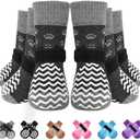 EXPAWLORER 6Pcs Anti Slip Dog Socks to Prevent Licking Paws, Dog Shoes for Winter, Double Sides Dog Boots & Paw Protectors Booties for Hardwood Floors with Grippers Small Medium Large Senior Dogs, M