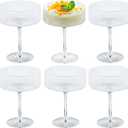 6 Pieces Martini Glasses 10.5oz Plasitc Ribbed Coupe Glasses Champagne Shatterproof Acrylic Vintage Cocktail Glassware Margarita Wine Glasses Disposable Cups for Parties Wedding Anniversary Bar Clear