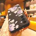 2 x for Samsung Galaxy A14 5G Phone Case, Fashion Flower Pattern Design Girls Women Liquid Silicone Cover, Slim Shockproof and Scratch-Resistant Soft Case for Samsung A14 - Black