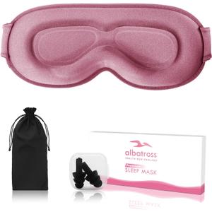 Sleep Eye Mask for Men Women, Sleeping Mask for Side Sleeper, Travel Blackout Night Blindfold Eye Shade Cover with Adjustable Strap (Rose)