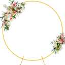 Wokceer Round Backdrop Stand 6.6FT Circle Balloon Arch Frame Circle Backdrop Stand Gold Round Arch for Wedding Birthday Party Bridal Shower Anniversary Event Ceremony Decoration