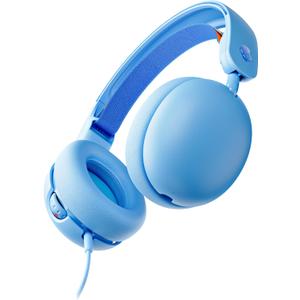 Skullcandy Grom Over-Ear Wired Headphones for Kids, Volume-Limiting, Share Audio Port, Microphone, Work with Bluetooth Devices and Computers - Surf Blue