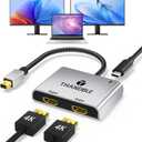 Mini DisplayPort to Dual HDMI Adapter for Dual Monitor Display, Mini DP to 2 HDMI Splitter Extended Display Adapter, Thunderbolt 2 Compatible with MacBook Air, Mac iMac, Surface Pro, PC