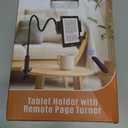 Kindle Holder with Remote Page Turner, Kindle Stand for Bed Reading, No Text Blocked 6mm Clip, No Margin Adjustments, Whisper-Quiet Page Turns, Fits 4.7-10" Devices (Paperwhite/Oasis, iPad/iPhone)
