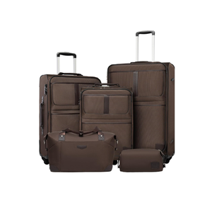 Coolife Luggage 5 Piece Set Suitcase Expandable TSA lock spinner softshell