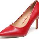 VenusCelia Women's Rokoko Pump Stiletto Heel Shoe (7.5 M US,Red-PU)