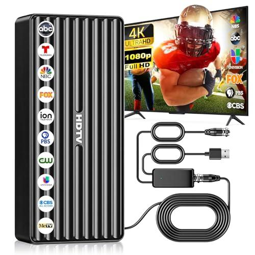 TV Antenna for HD Smart TV Indoor,1000+ Miles Range Digital Outdoor TV Antenna for Free Local Channels, Supports 8K/4K/1080P,33ft Coax Cable