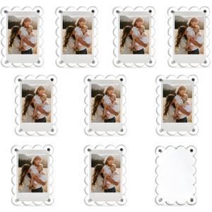 Nirvany 10 Pack Acrylic Magnetic Picture Frames for Fridge, 2.75x3.9 Inch Clear Scalloped Acrylic Photo Holders for Mini & Wallet-Size Pictures (wavy) Nirvany 10 Pack Acrylic Magnetic Picture Frames for Fridge, 2.75x3.9 Inch Clear Scalloped Acrylic Photo Holders for Mini & Wallet-Size Pictures (wavy)