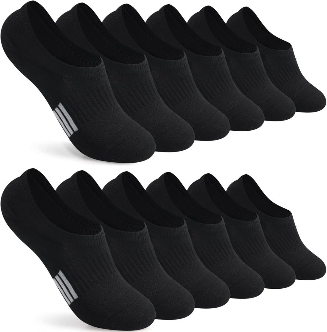 Toes Home No Show Socks Womens Cushioned Low Cut Athletic Hidden Liner for Sneakers Ankle Invisible Running Socks 4/6 Pairs (Black)