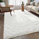 Fluffy Area Rugs for Bedroom Decor Aesthetic, 6x9 Cream White Shag Rug with Non-Slip Backing for Living Room, Soft Washable Fuzzy Carpet Modern Home Decor for Kids Nursery Girls Room