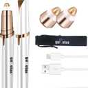 gurelax Eyebrow Hair Remover, Electric Eyebrow Trimmer for Women,Face and Eye Epilator with LED Light for Women Rechargeable with 2 x Replacement Heads (White)