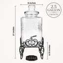 2.5 Gallon Glass Beverage Dispenser with Stand & Stainless Steel Spigot – Large Mason Jar Drink Dispenser for Sun Tea, Kombucha, Iced Tea, Lemonade, Sangria & Cold Drinks