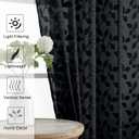 Chyhomenyc Black Short Curtains 45 Inch Length 2 Panels, Light Filtering Leaf Textured Window Curtain Panels for Bedroom Living Room, Elegant Rod Pocket Farmhouse Curtains, 28" Wx45 L, 2 PCS