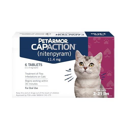 PetArmor CAPACTION (nitenpyram) Oral Flea Treatment for Cats, Fast Acting Tablets Start Killing Fleas in 30 Minutes, Cats 2-25 lbs, 4 Doses