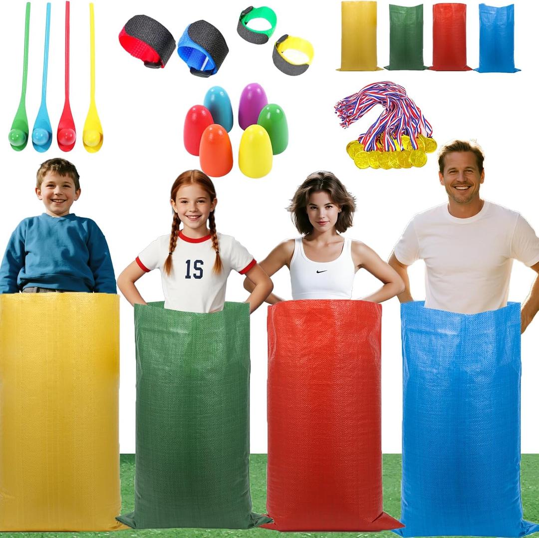 （24pcs） Outdoor Sports, Potato Bag Race Bag, Egg Spoon Relay Race, Three-Legged Race Belt, Birthday Parties, School Days, Family reunions, Outdoor fairs, lawns, Easter, Autumn Festival Game Supplies.