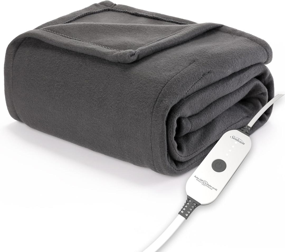 Sunbeam Royal Ultra Fleece Heated Throw Electric Blanket, 50" x 60", 4 Heat Settings, 4-Hour Auto Shut-Off, Warming Throw for Couch or Bed, Fast Heating, Machine Washable, Warm and Cozy, Night Fog