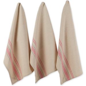 DII French Stripe, Kitchen Collection, Red, Dishtowel Set, 3 Count