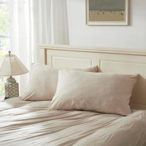 H HOUSEHOLD 100% Jersey Knit Cotton King Size Pillowcases Set of 2, Super Soft Breathable Pillow Cases for Sleeping, Envelope Closure, Stretchy T-Shirt Fabric (Light Coffee, King Size Pillowcase)