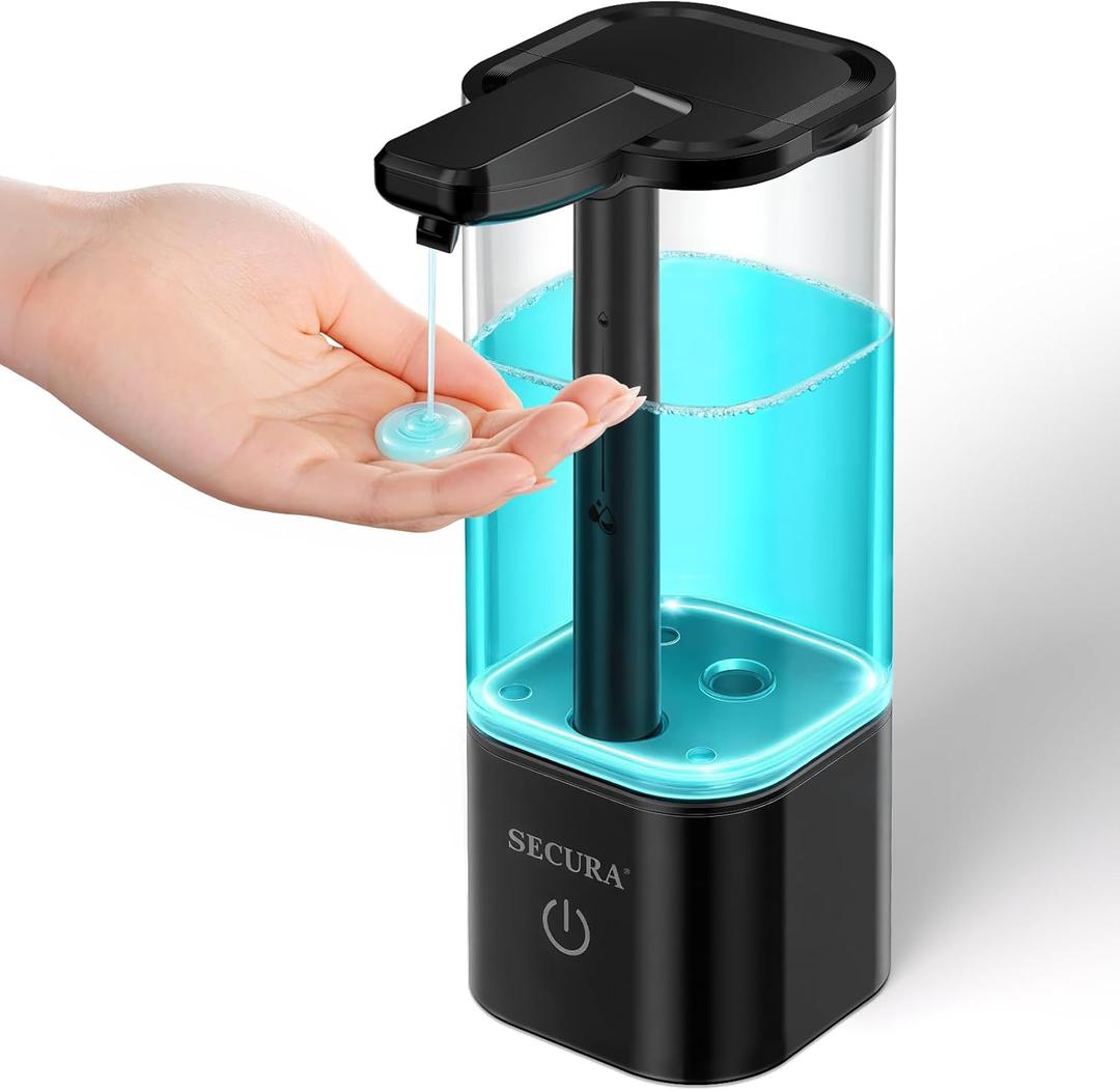 Secura 18.6 Ounce Liquid Automatic Soap Dispenser with 3 Level Touchless Distance Volume Control, LED Color-Changing Light Guides Handwashing Timing