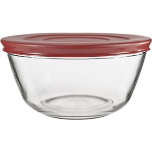 Anchor Hocking 91858 Glass Mixing Bowls with Lids, Cherry, 4 Quart (Set of 2) -