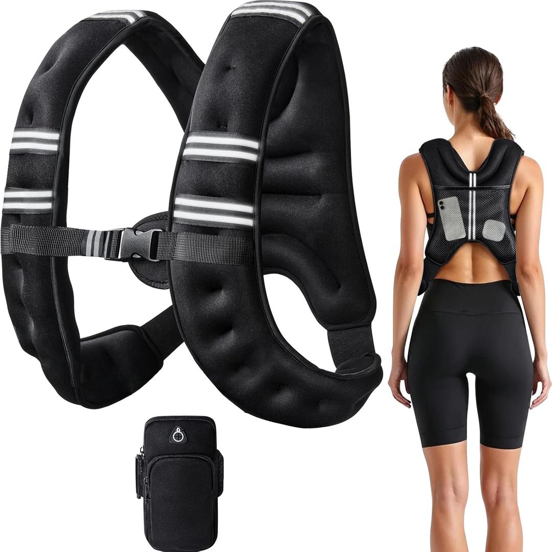 Weighted Vest, 12lb Weight Vest with Reflective Stripe, for Men Women Workout Equipment for Strength Training, Running, Jogging, Fitness, Weight Loss
