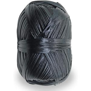 Metallic T-Shirt Yarn 140 Yards Knitting Fabric Crochet Cloth Shiny Tshirt Yarn for Crocheting Beginners DIY Hand Craft Bag Blanket Cushion Projects (Black)