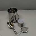 5 in 1 Flour Sifter Set, 5 Cup Stainless Steel Flour Sifter with Powdered Sugar Shaker Duster,Mesh Strainer,Metal Scoop,Cleaning Brush,Rotary Hand Crank Sifter for Baking,Dessert,Kitchen