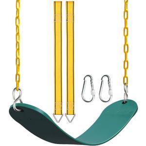 PACEARTH Swing Seat Support 660lb with 68.9 inch Anti-Rust Chains Plastic Coated 23.6 inch Tree Hanging Straps and Locking Buckles Outdoor Playground Tree Swing-Green