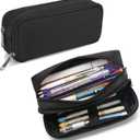Della Gao Pencil Case Large Capacity Pencil Pouch Aesthetic Pencil Box for Office Stationery Organizer, Simple Sturdy Multifunctional Pencil Bag for Men - Black