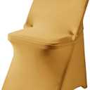 Ascoza 6 Pack Gold Spandex Folding Chair Covers in Stretch Washable Fabric for Wedding, Party,Holidays,Celebration and Other Special Events