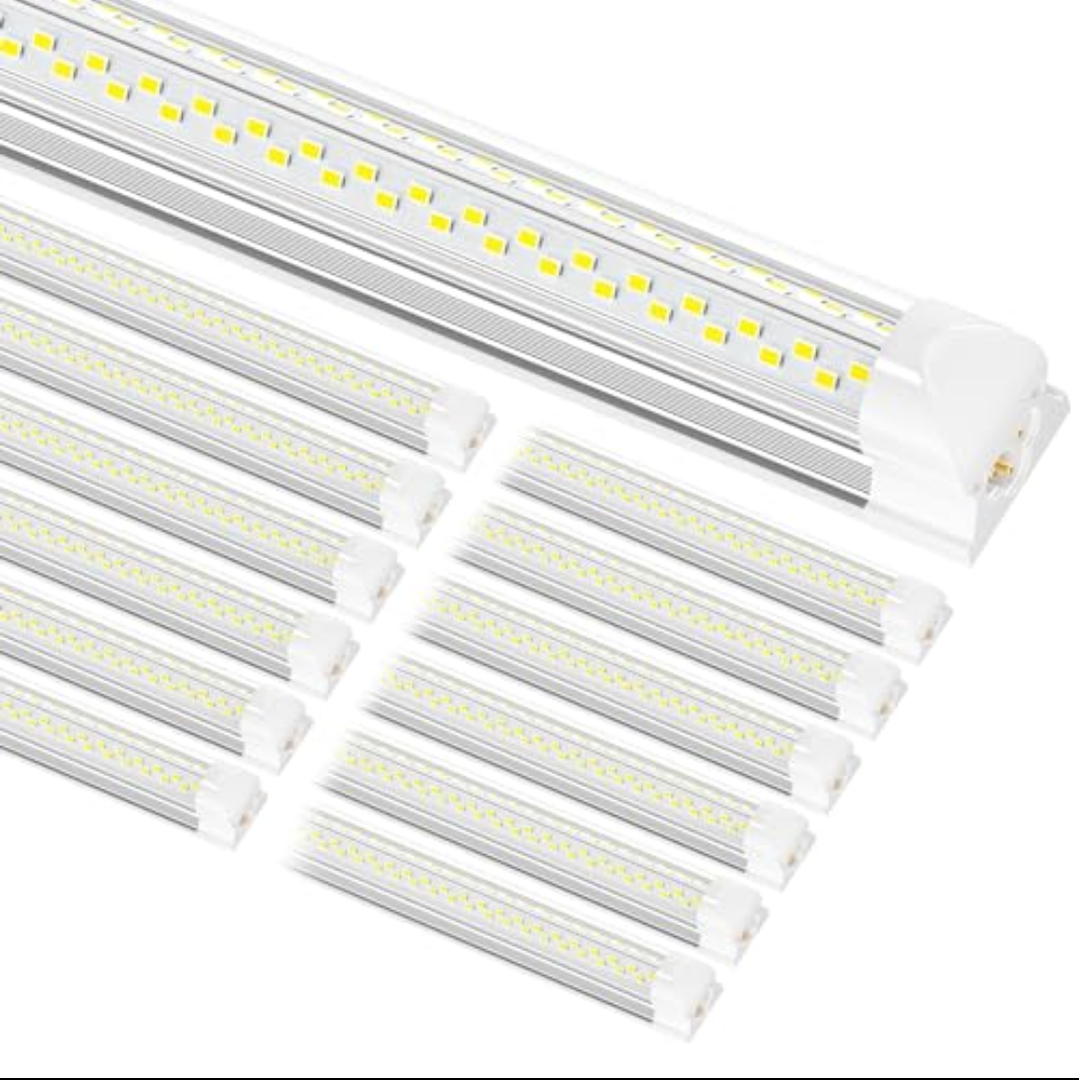 ONLYLUX 8ft LED Shop Light, 8' 100W 15000lm 6000K (10 Pack ), 8 Foot Linkable led Shop Lights with Plug Fixture for Garage Workshop, T8 LED Tube Lights, High Output,