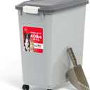 IRIS USA Dog Food Storage Container with Wheels, Airtight Lid, 2-Cup Scoop, Up to 40 Pounds Pet Food Storage, Built in Scoop Storage in Lid, Versatile Pet Food Bin, Portable, BPA Free, Gray/Dark Gray