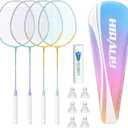 HIRALIY Badminton Rackets Set for Backyards, Badminton Set, Includ 2/4 Rackets, 6/12 Birdies, 1 Carrying Bag, Outdoor Game for Adult Family Beginner