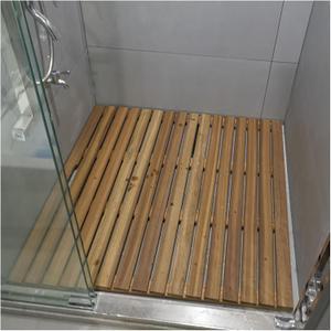 YLLFFLL 20 24 27 30 Waterproof Wooden Bathroom Mat Raised, Teak Non Slip Large Shower Mats for Walk-in Shower for Seniors/Kids, Heavy Duty Portable Bath Floor Mat Indoor Outdoor(20x20in(50.8x50.8cm))
