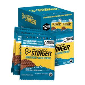 Honey Stinger Organic Gluten Free Cookies & Cream Waffle | Energy Stroopwafel for Exercise, Endurance and Performance | Sports Nutrition for Home & Gym, Pre and Post Workout | 12 Waffles, 12.72 Ounce, BB Date 08/27/2026